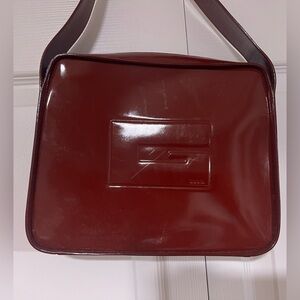 Vintage Gucci by Tom Ford Patent Leather Shoulder Bag in Burgundy